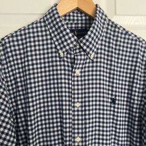 Ralph Lauren Men’s Slim Fit Performance Button Down Shirt Black & White Size L